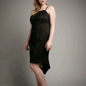 Isabel Toledo x Lane Bryant NWT Deco Seamed Fishtail Midi Dress Black Size 12
